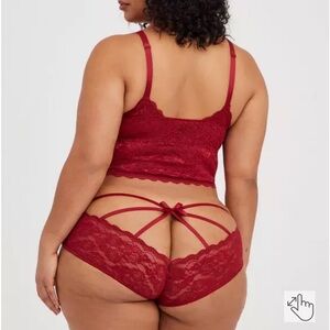 Torrid sexy red cage back lace hipster panty